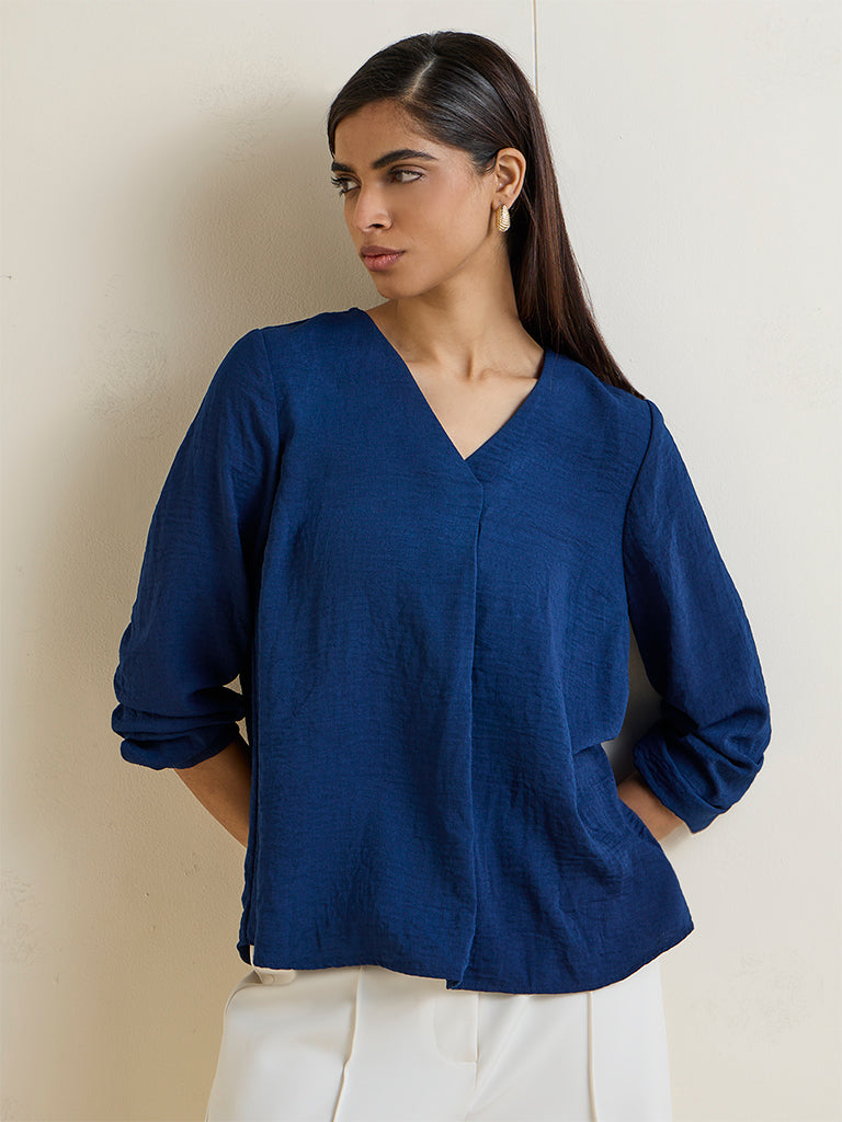 Wardrobe Indigo Textured Blouse
