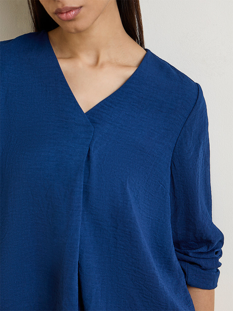 Wardrobe Indigo Textured Blouse