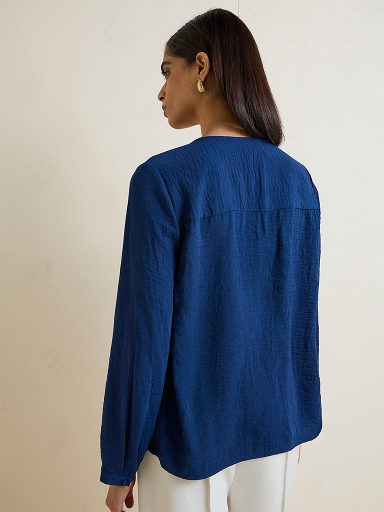 Wardrobe Indigo Textured Blouse
