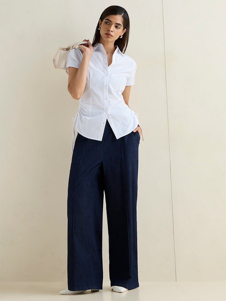 Wardrobe White Printed Blouse