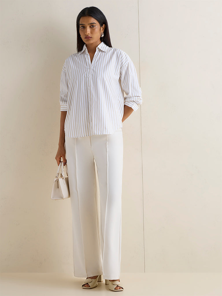 Wardrobe White Striped Cotton Shirt