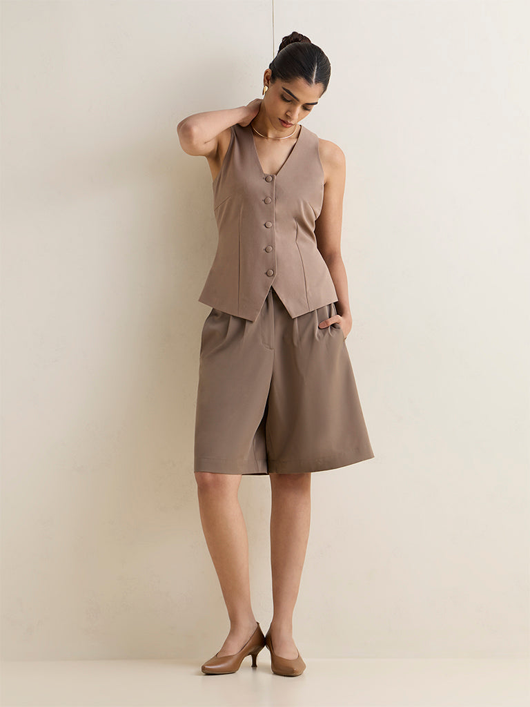 Wardrobe Brown Solid Waistcoat