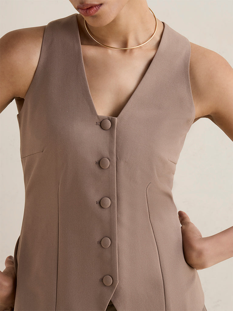 Wardrobe Brown Solid Waistcoat