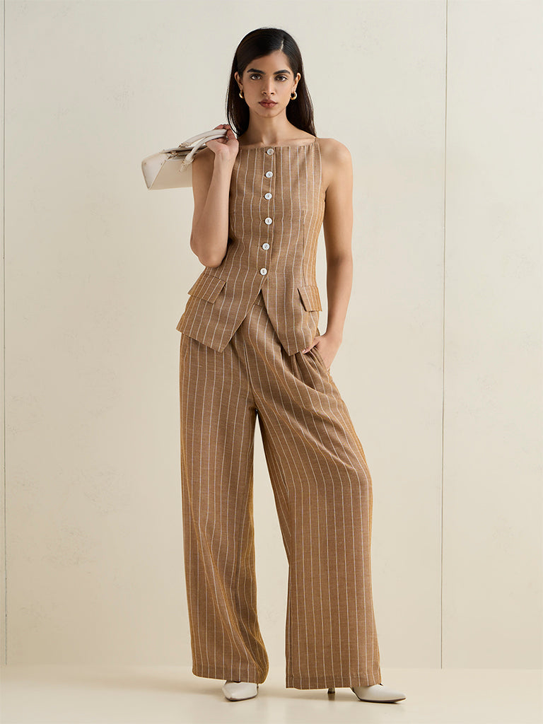 Wardrobe Brown Striped Waistcoat