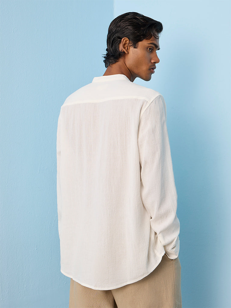 ETA Off-White Textured Relaxed-Fit Cotton Shirt