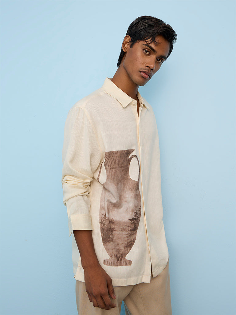 ETA Off White Printed Relaxed-Fit Shirt
