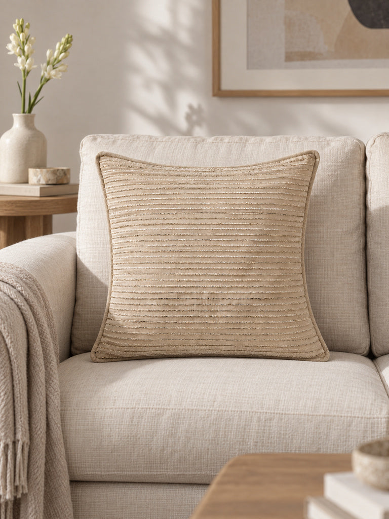 Westside Home Ivory Striped Dori Cushion Cover