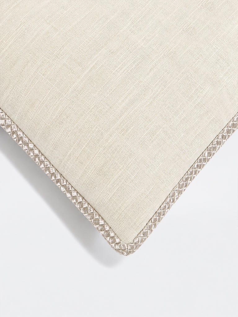 Westside Home Ivory Textured Metallic Border Cushion Cover