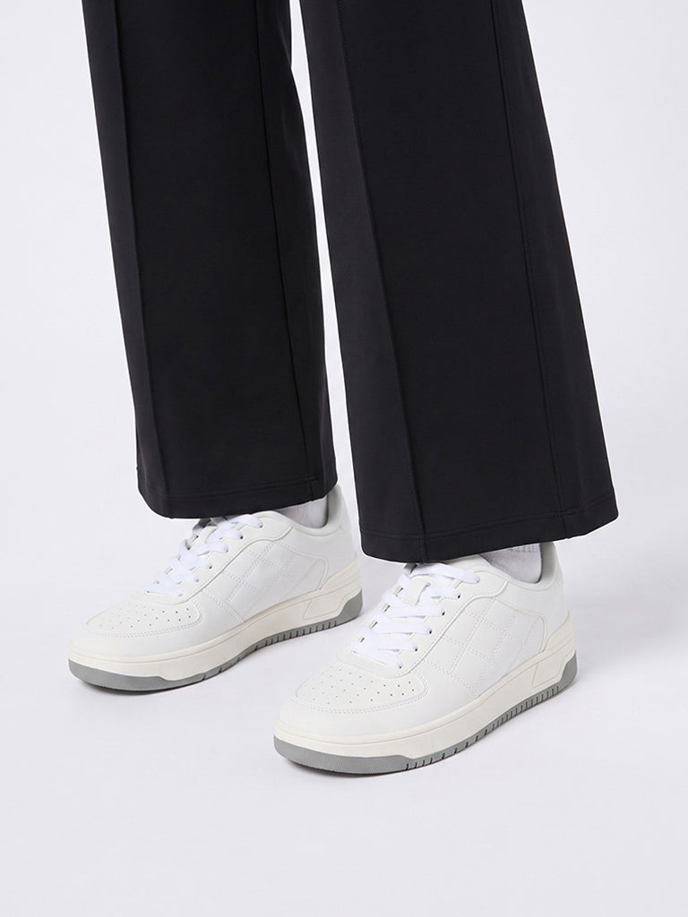 LUNA BLU White Perforated Lace-Up Sneakers