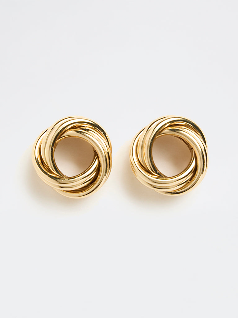 Westside Accessories Gold Intertwined Knot Statement Stud Earrings