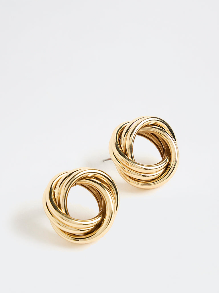 Westside Accessories Gold Intertwined Knot Statement Stud Earrings