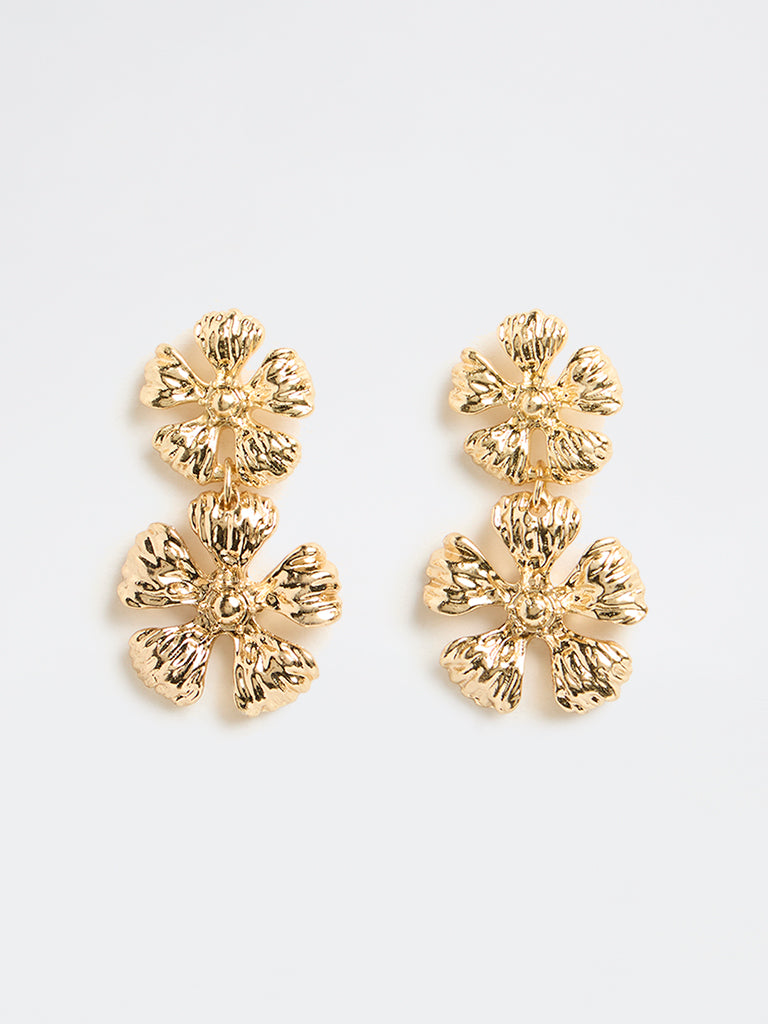 Westside Accessories Gold Floral Dangler Earrings