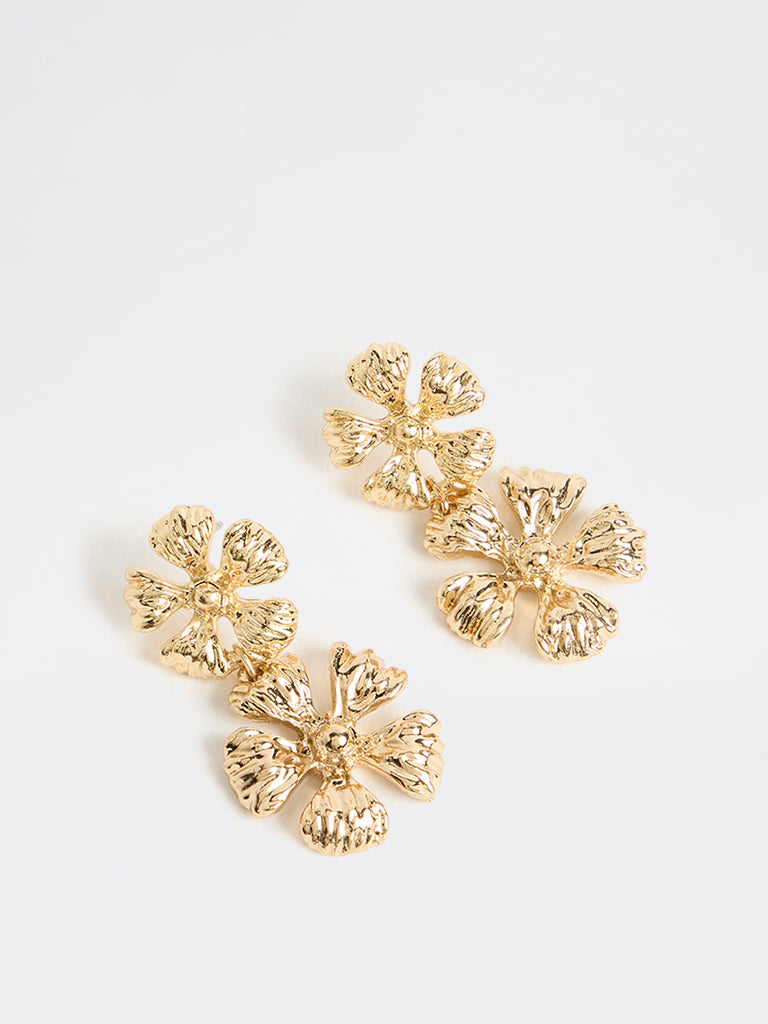 Westside Accessories Gold Floral Dangler Earrings