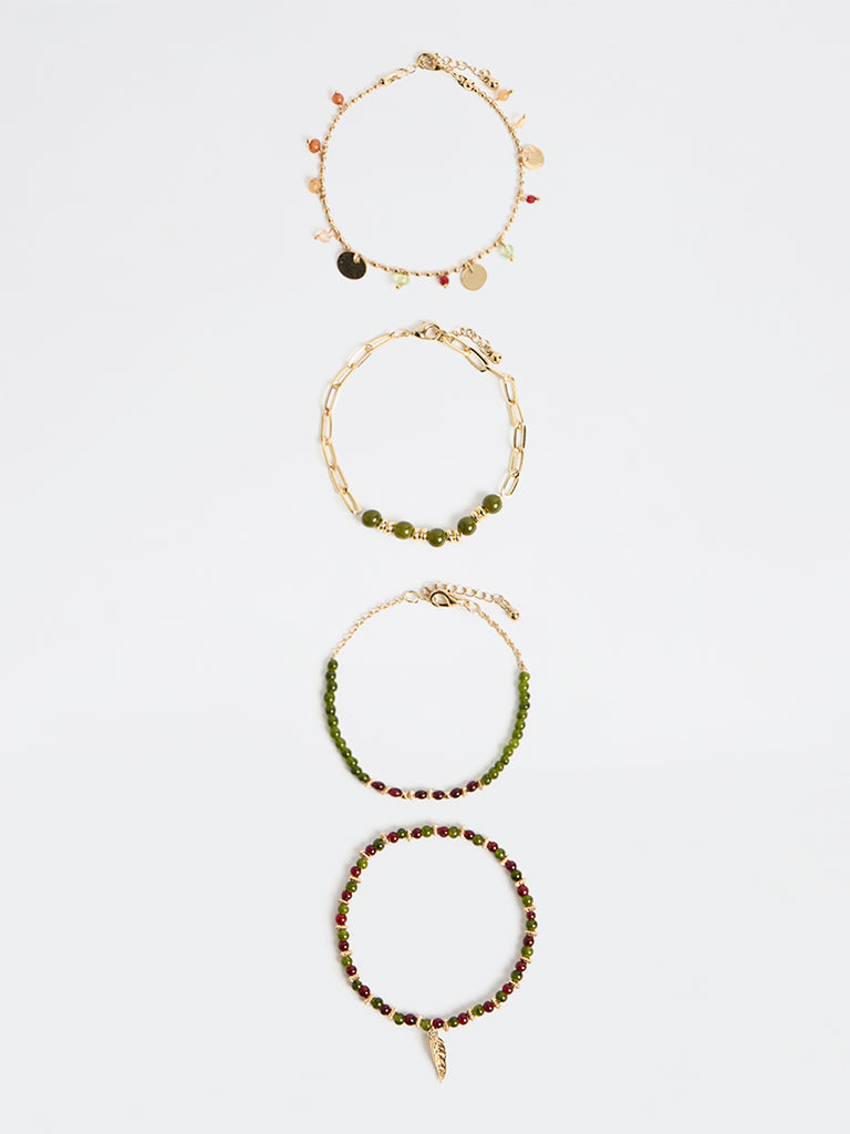 Westside Accessories Multi-Colour Beaded Bracelets - Pack of 4