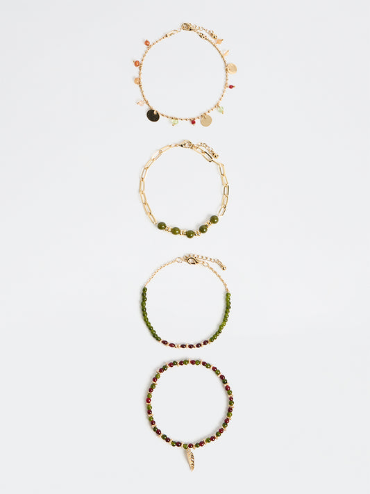 Westside Accessories Multi-Colour Beaded Bracelets - Pack of 4