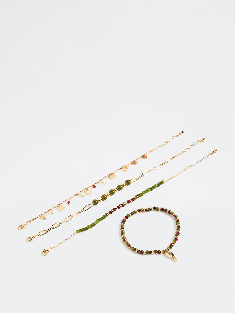 Westside Accessories Multi-Colour Beaded Bracelets - Pack of 4