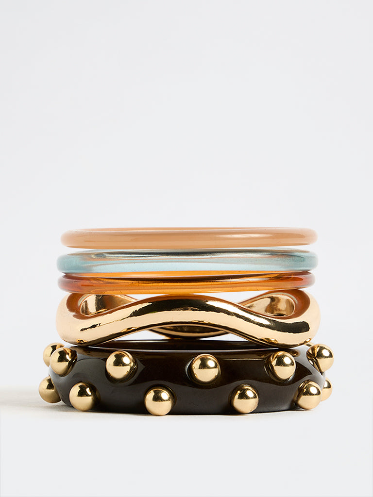 Westside Accessories Multicolour Resin and Metal Stackable Bangles (Pack of 5)