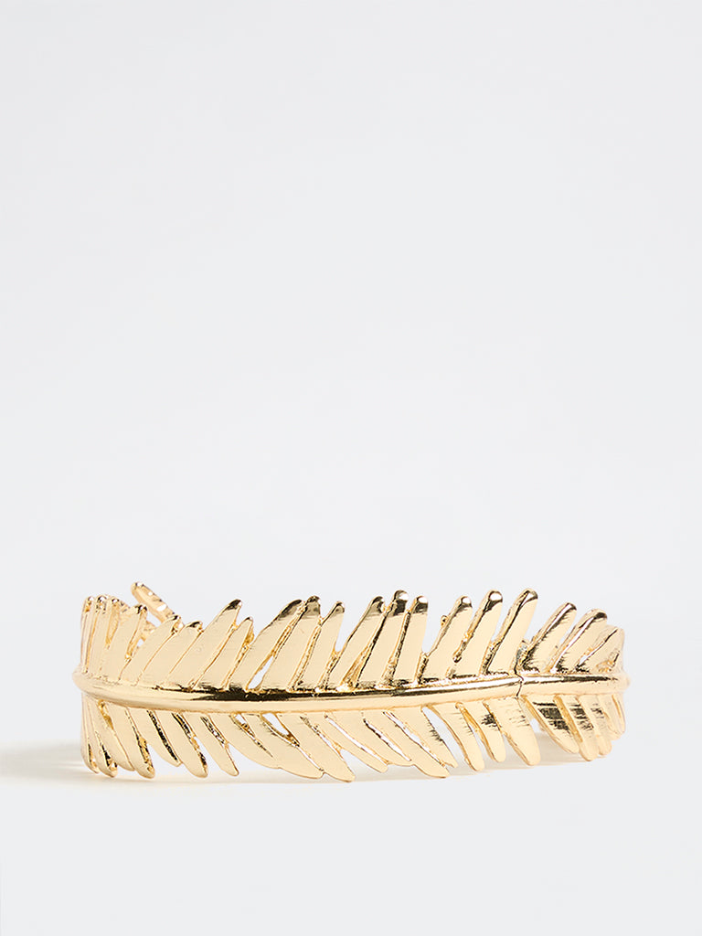 Westside Accessories Gold Leaf Open Cuff Bracelet