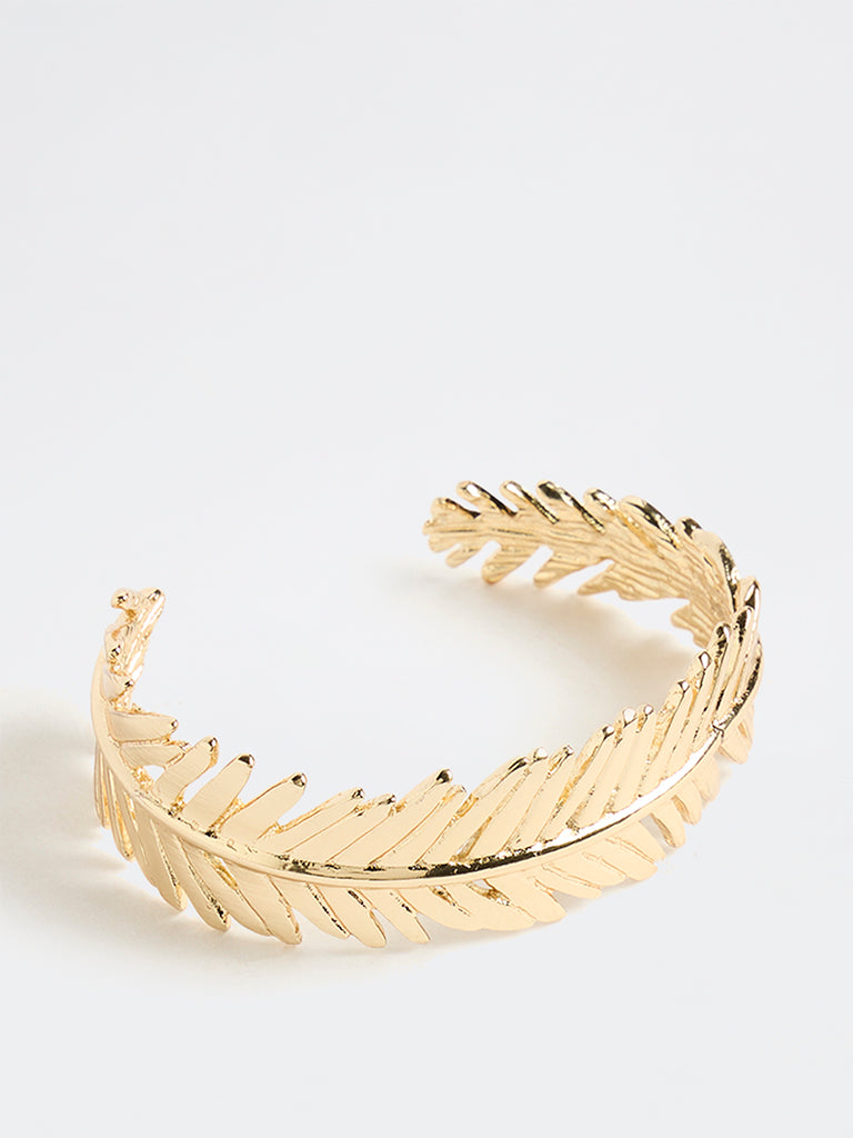 Westside Accessories Gold Leaf Open Cuff Bracelet