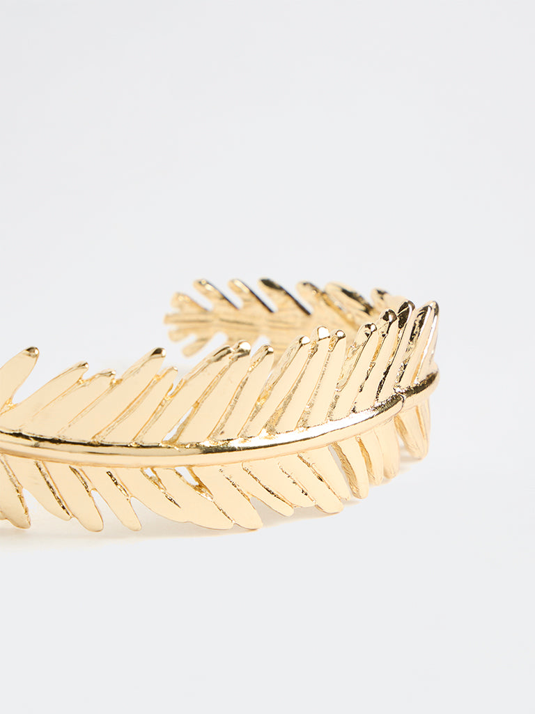 Westside Accessories Gold Leaf Open Cuff Bracelet