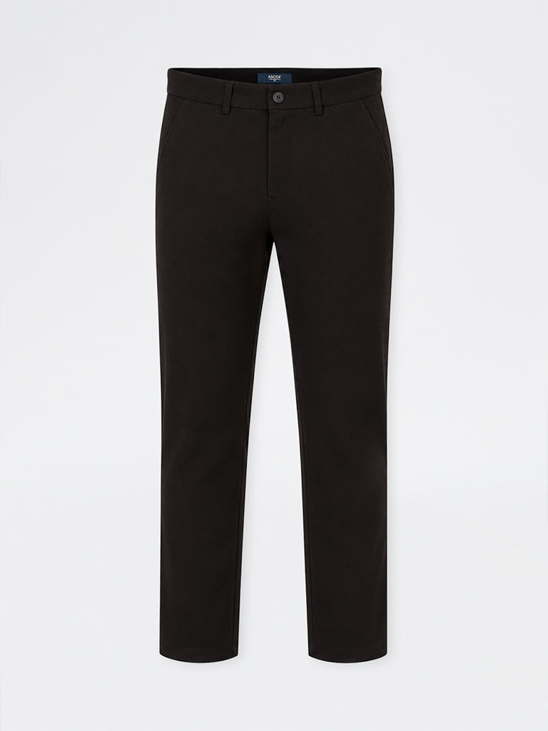 Ascot Dark Brown Relaxed-Fit Mid-Rise Cotton-Blend Trousers