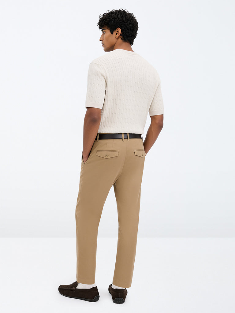 Ascot Taupe Relaxed-Fit Mid-Rise Cotton-Blend Chinos
