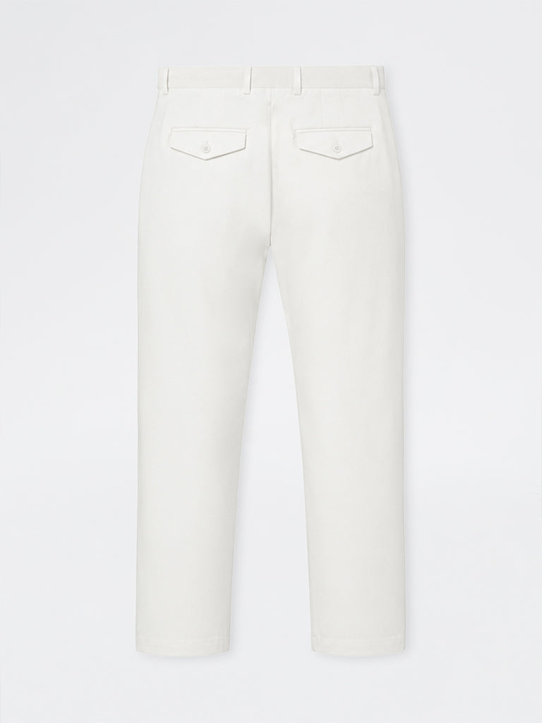 Ascot White Relaxed-Fit Mid-Rise Cotton-Blend Chinos
