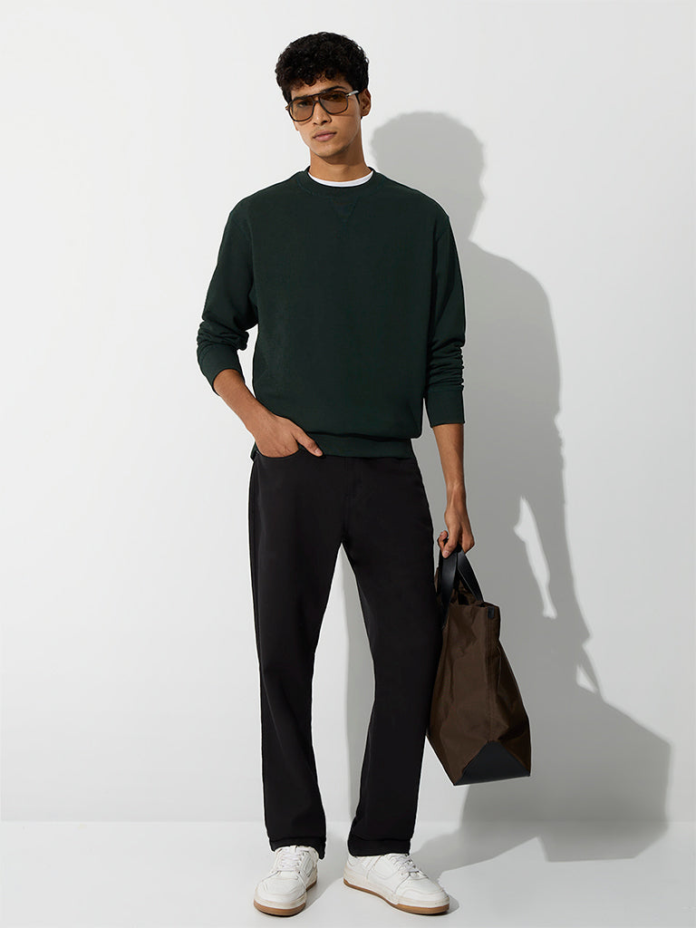 WES Casuals Dark Green Relaxed-Fit Cotton-Blend Sweatshirt