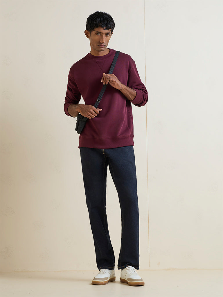 WES Casuals Wine Relaxed-Fit Cotton-Blend Sweatshirt
