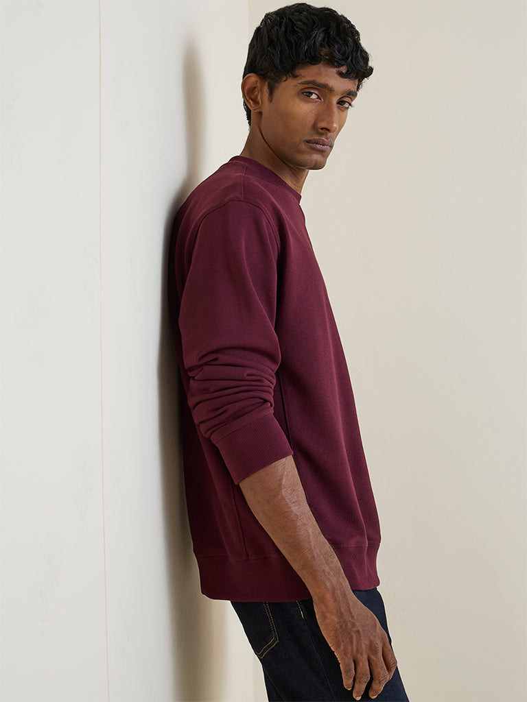 WES Casuals Wine Relaxed-Fit Cotton-Blend Sweatshirt