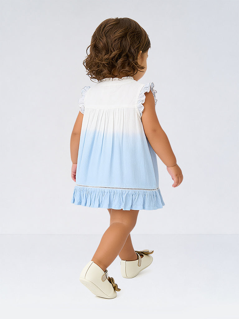 HOP Baby Girl Blue Ombre-Finish A-Line Dress