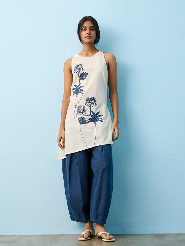 Utsa  Indigo Solid Cotton Pants