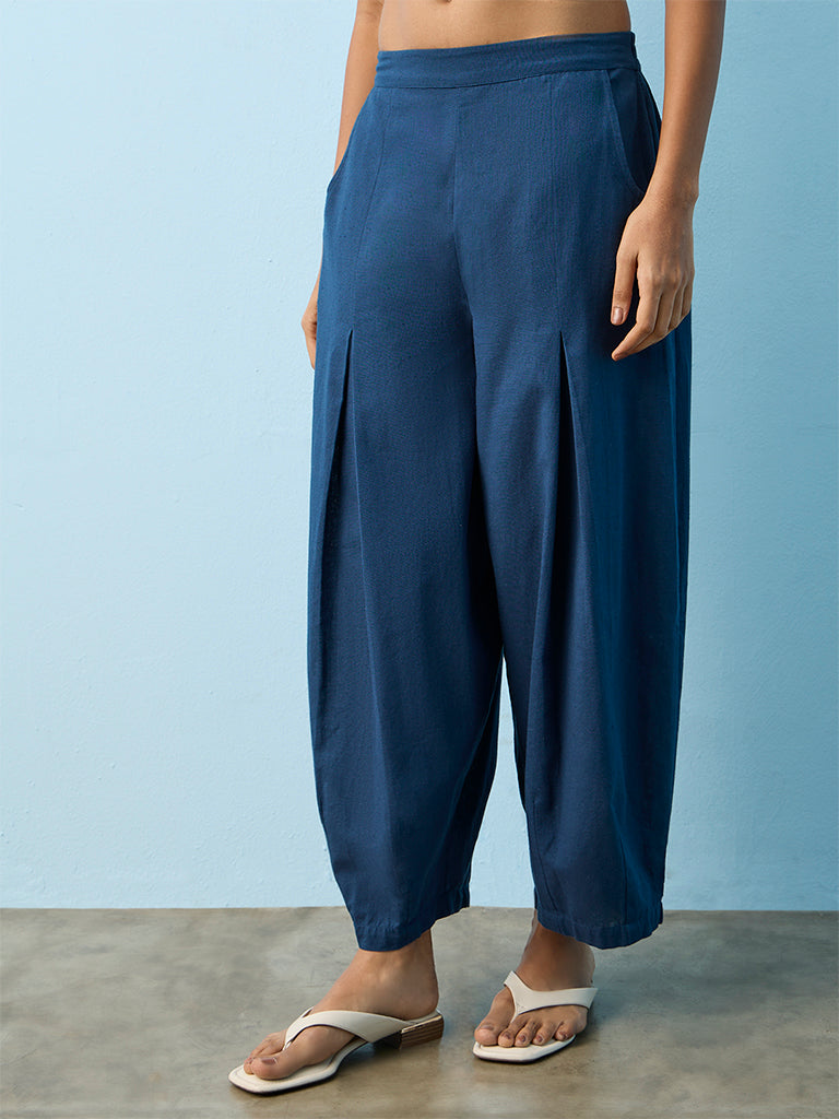 Utsa  Indigo Solid Cotton Pants