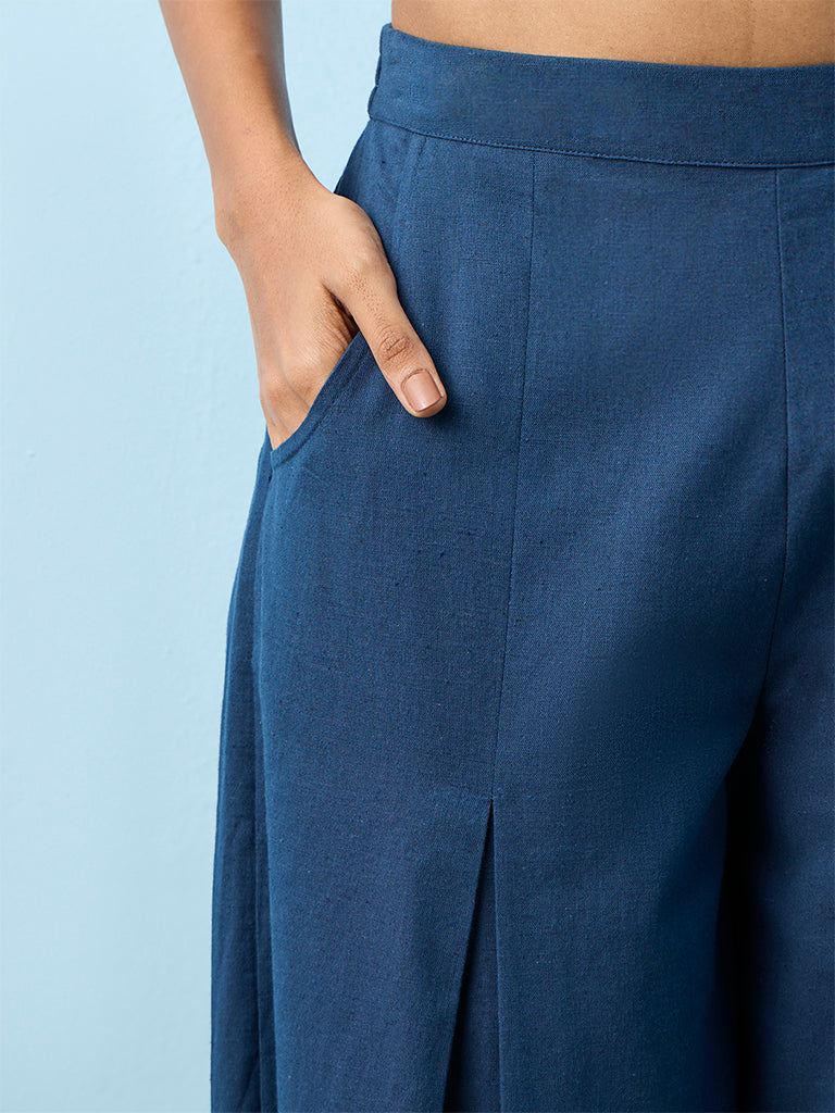 Utsa  Indigo Solid Cotton Pants