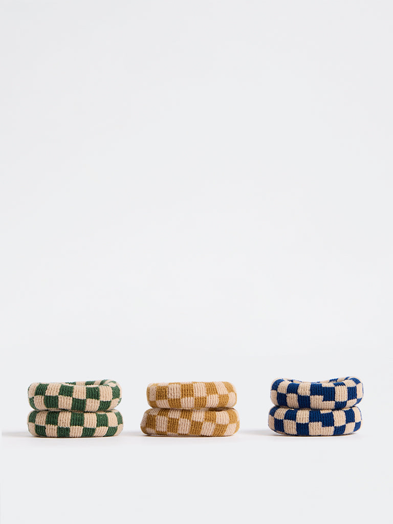 Westside Accessories Multi Color Checkered Scrunchies - Pack of 3