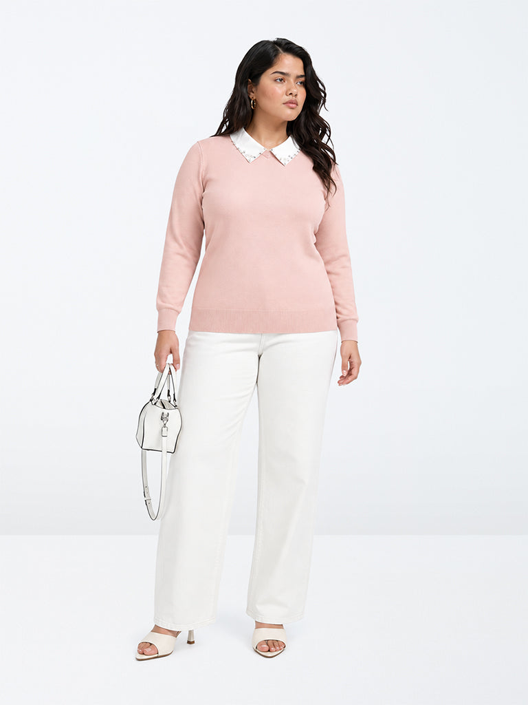Gia Dusty Pink Embellished Knitted Sweater