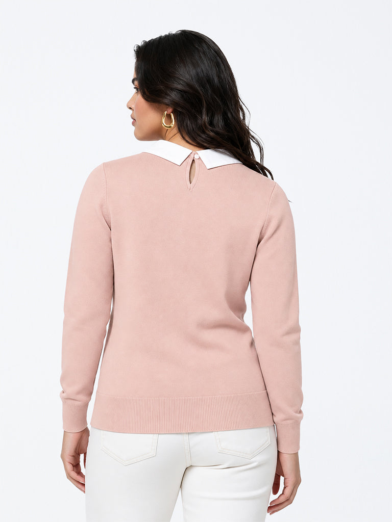 Gia Dusty Pink Embellished Knitted Sweater