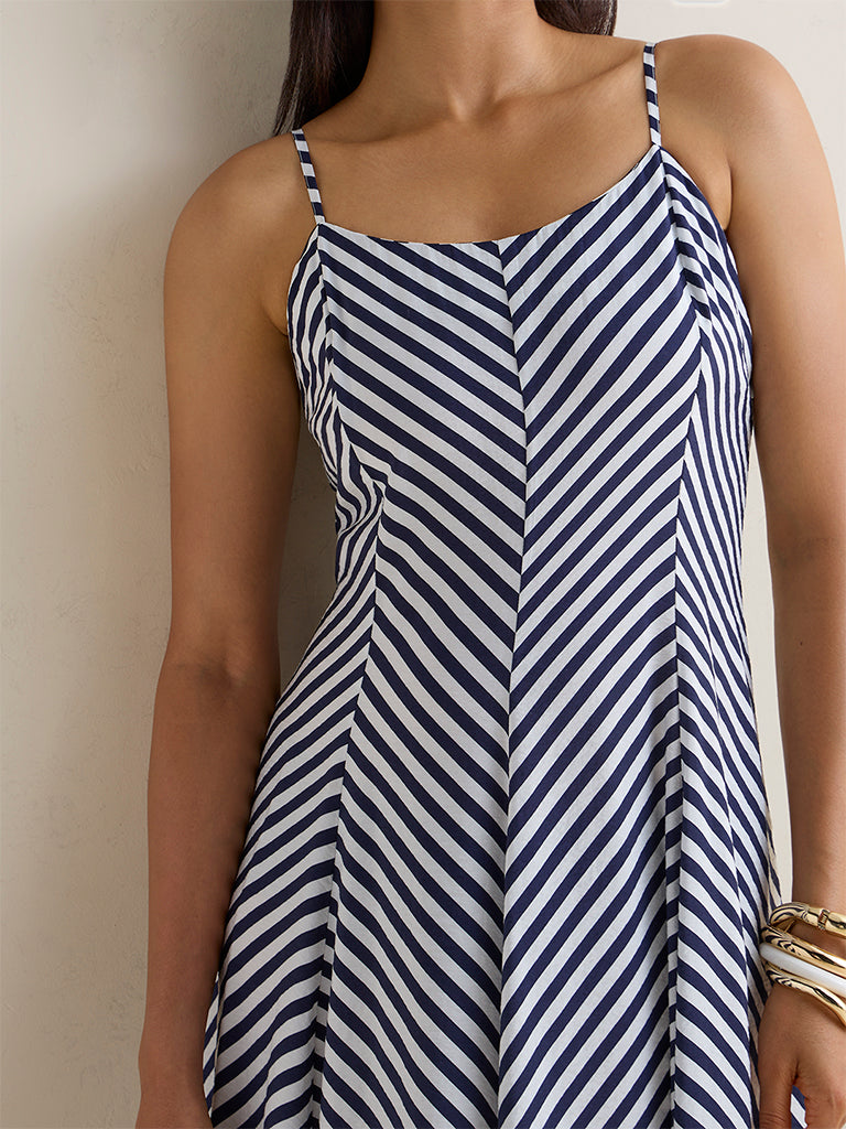 Wardrobe Navy Striped A-Line Dress