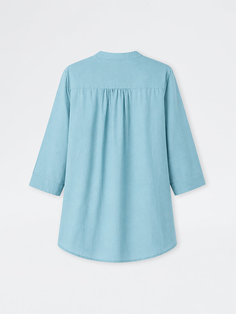 Diza Light Blue Floral Embroidered Tunic