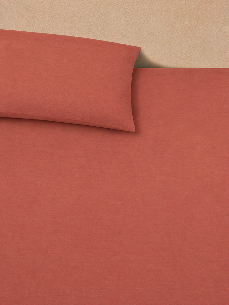 Westside Home Rust Solid Cotton King Bed Sheet Set