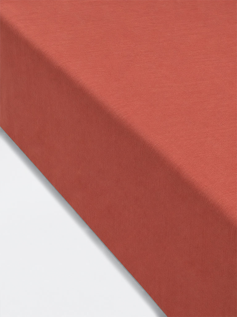 Westside Home Rust Solid Cotton King Bed Sheet Set