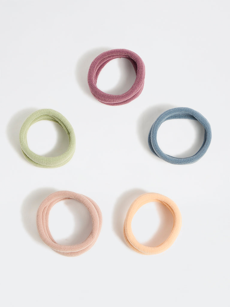 Westside Accessories Multicolour Hair Scrunchies - Pack of 10