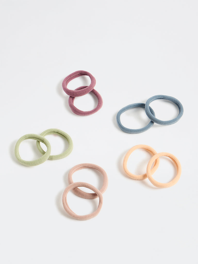 Westside Accessories Multicolour Hair Scrunchies - Pack of 10