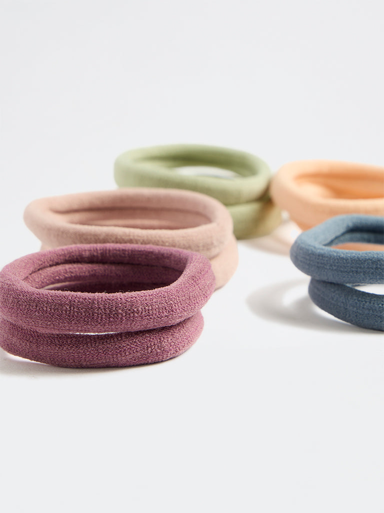 Westside Accessories Multicolour Hair Scrunchies - Pack of 10