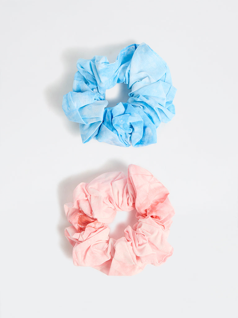 Westside Accessory Pink and Blue Scrunchies - Pack of 2