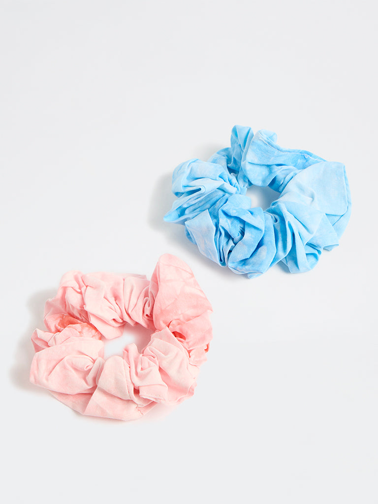 Westside Accessory Pink and Blue Scrunchies - Pack of 2