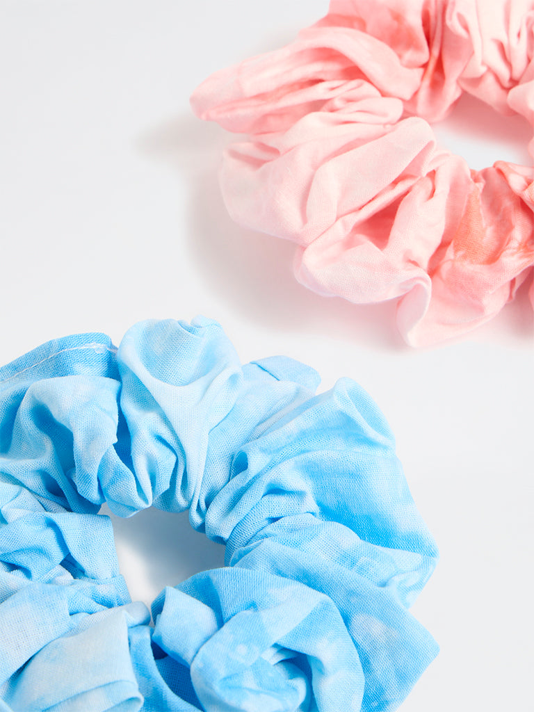 Westside Accessory Pink and Blue Scrunchies - Pack of 2