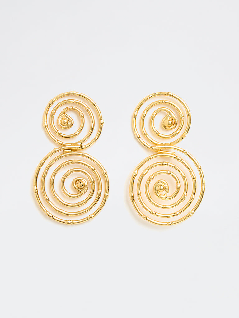 Westside Accessories Gold Spiral Statement Earrings