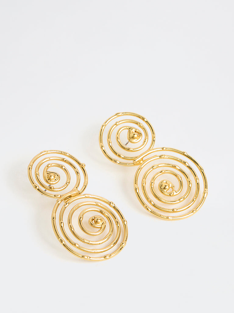 Westside Accessories Gold Spiral Statement Earrings