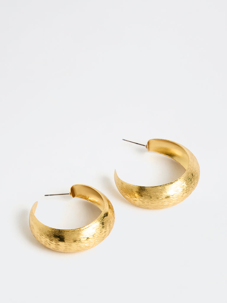 Westside Accessories Gold Textured Chunky Hoop Earrings